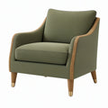 Poltrona 78 x 82 x 95 cm in tessuto verde oliva con struttura in legno stile moderno