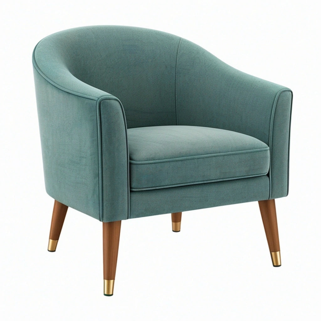 Poltrona 75 x 70 x 78 cm in tessuto verde con gambe in legno stile moderno