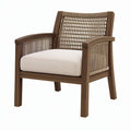 Poltrona 70 x 75 x 90 cm in legno e corda marrone/beige con cuscino stile naturale