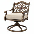 Poltrona girevole 68 x 66 x 95 cm in metallo bronzo con seduta beige stile classico
