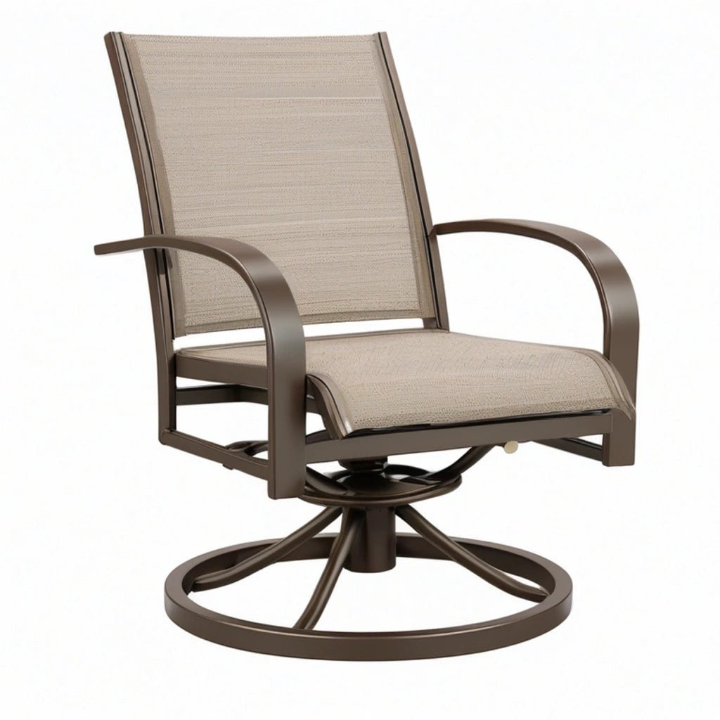 Poltrona da esterno 70 x 80 x 105 cm in metallo e tessuto beige girevole stile contemporaneo