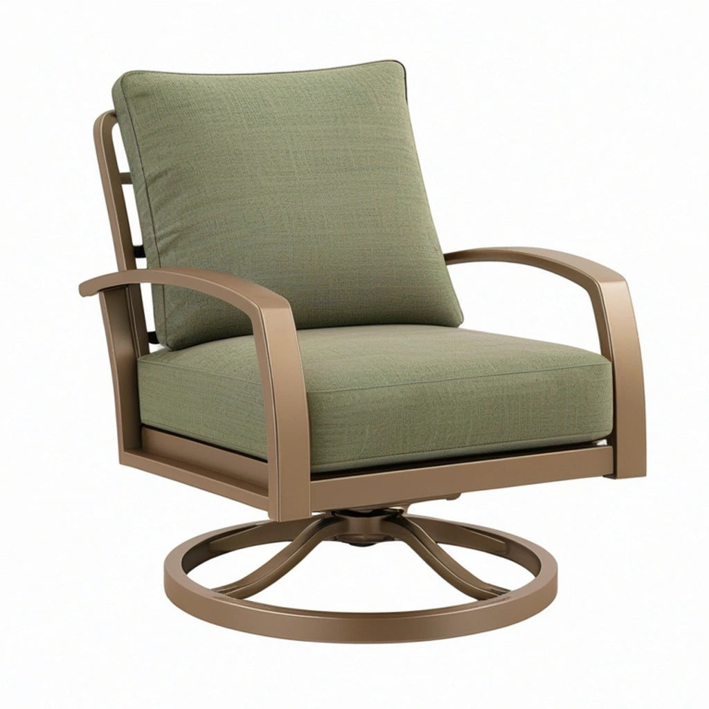 Poltrona girevole da esterno 78 x 82 x 92 cm in metallo e tessuto verde salvia stile moderno