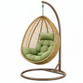 Poltrona sospesa da esterno 105 x 105 x 195 cm in rattan e metallo marrone e verde stile boho