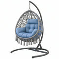 Poltrona sospesa 105 x 105 x 195 cm in metallo e intreccio grigio blu con supporto