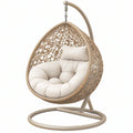 Poltrona sospesa 105 x 105 x 195 cm in fibra intrecciata beige con supporto in metallo