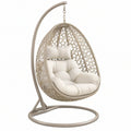 Poltrona sospesa 105 x 105 x 195 cm in metallo e intreccio beige con seduta imbottita
