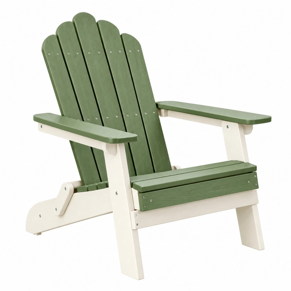 Sedia Adirondack da esterno 80 x 90 x 100 cm in plastica verde/bianco con braccioli stile classico
