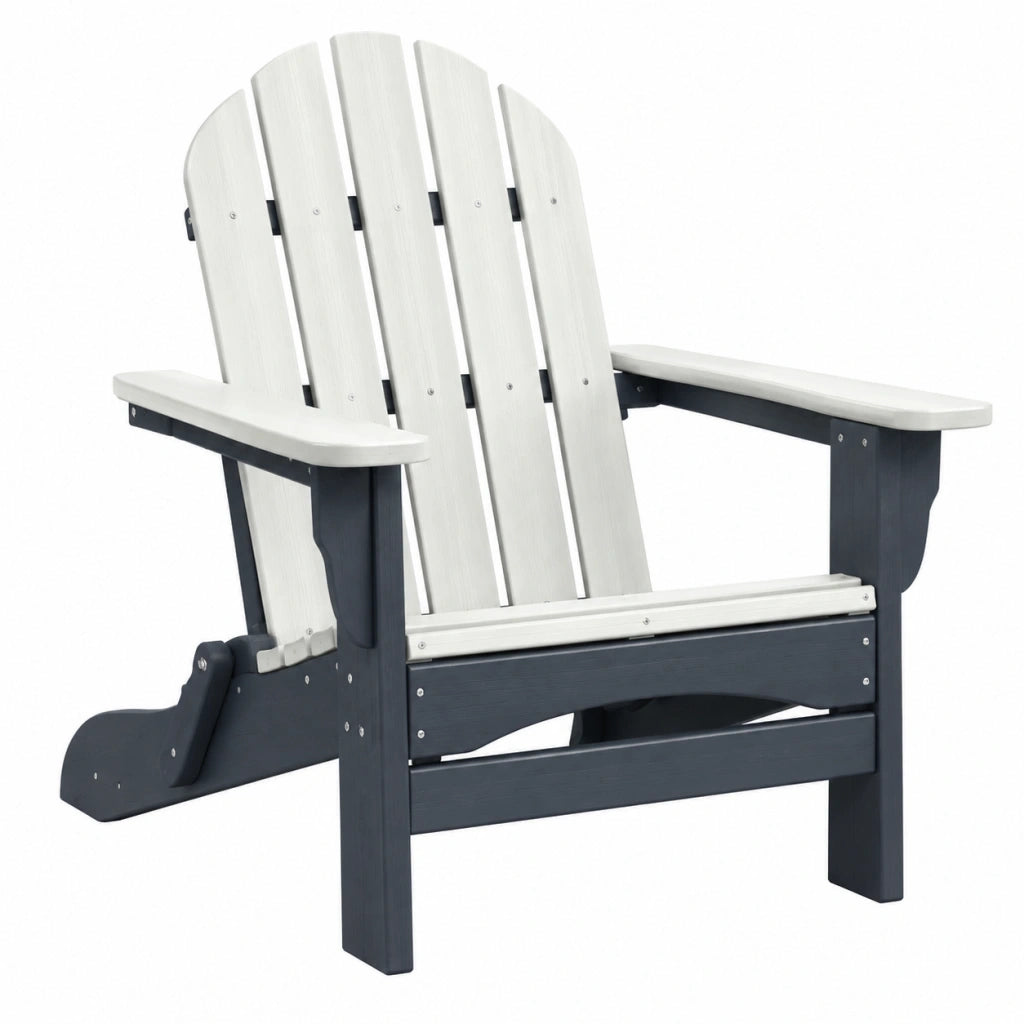 Sedia Adirondack pieghevole 83 x 80 x 95 cm in plastica bianca e antracite da esterno