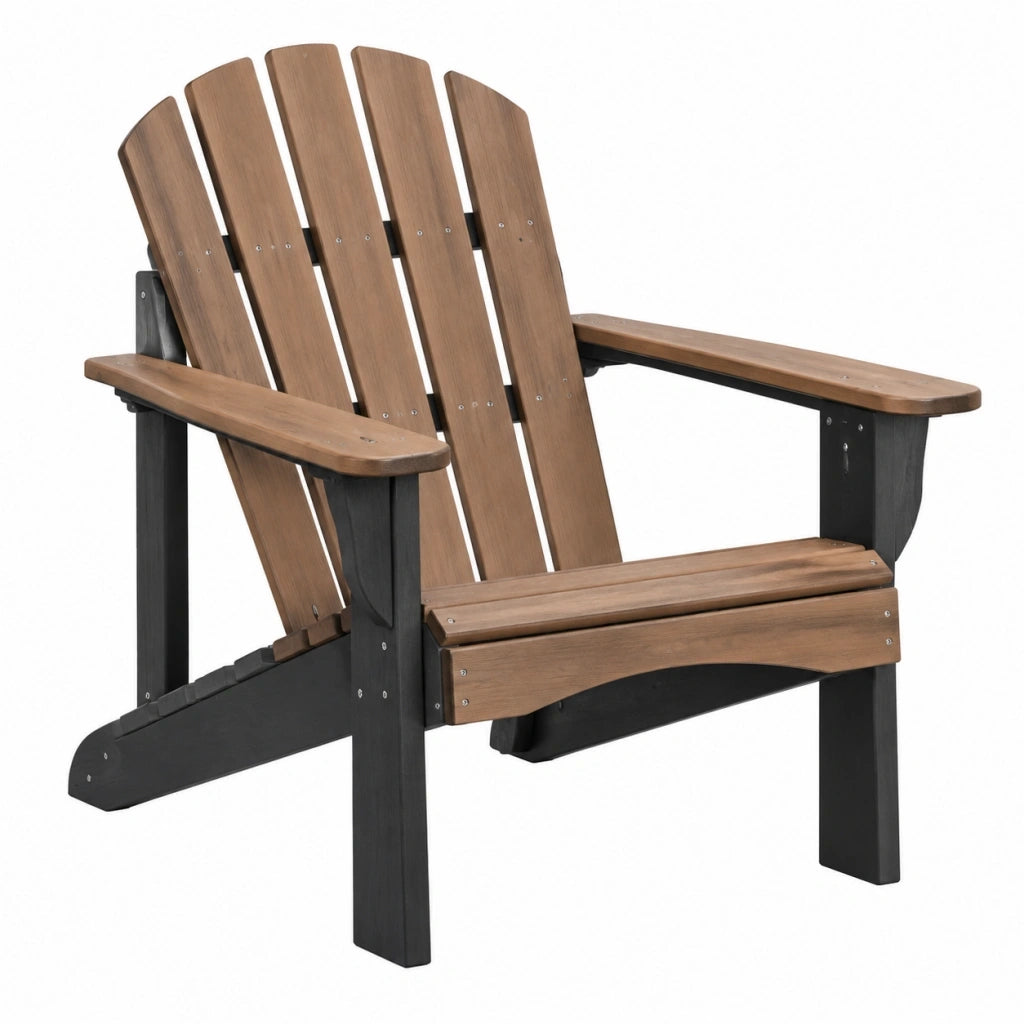 Sedia Adirondack da esterno 83 x 76 x 98 cm in plastica effetto legno marrone nero