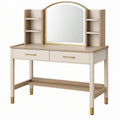 Tavolo da toeletta 100 x 45 x 150 cm in legno beige con specchio e ripiani